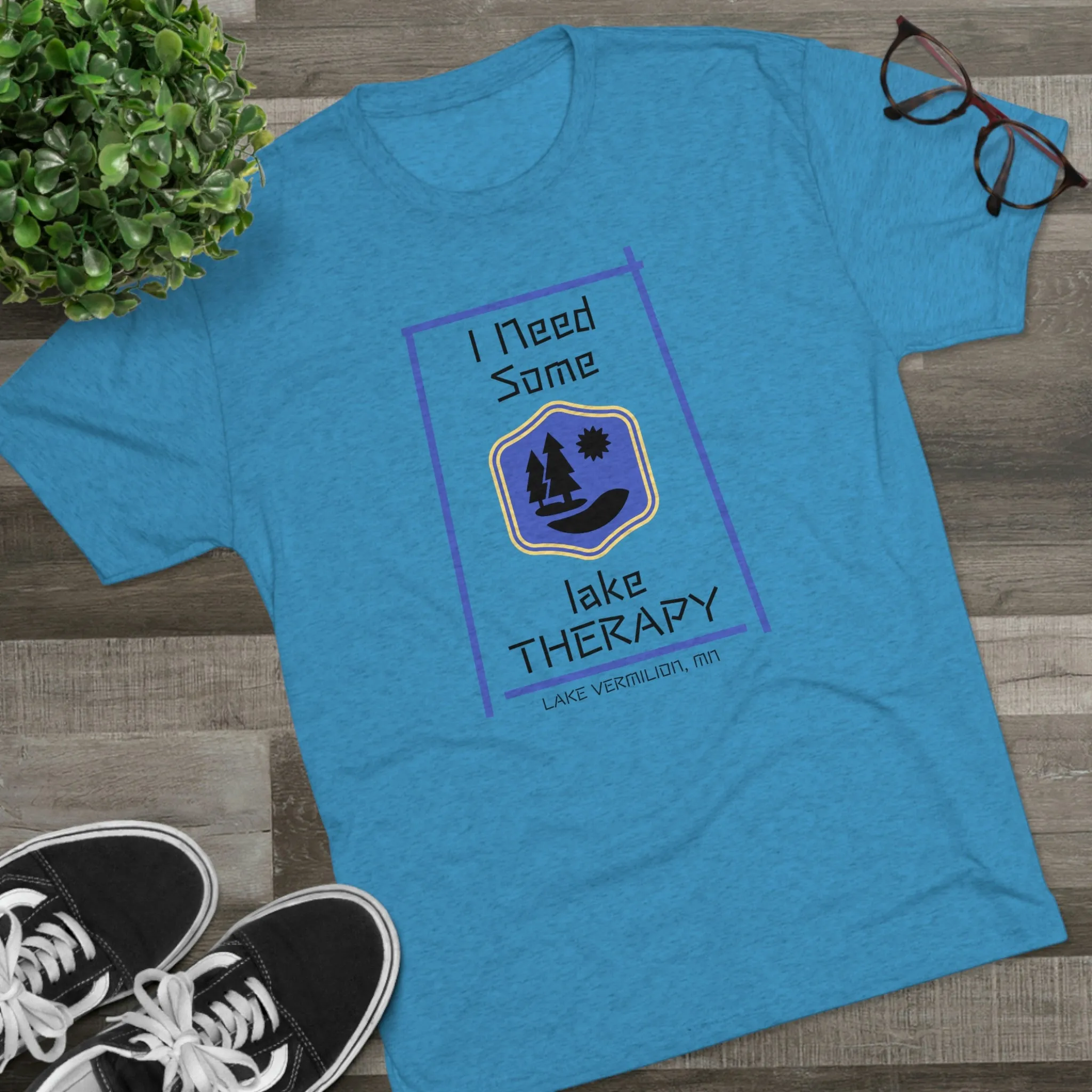 Lake Therapy - Blue Accents - Lake Vermilion - Unisex Tri-Blend Crew Tee