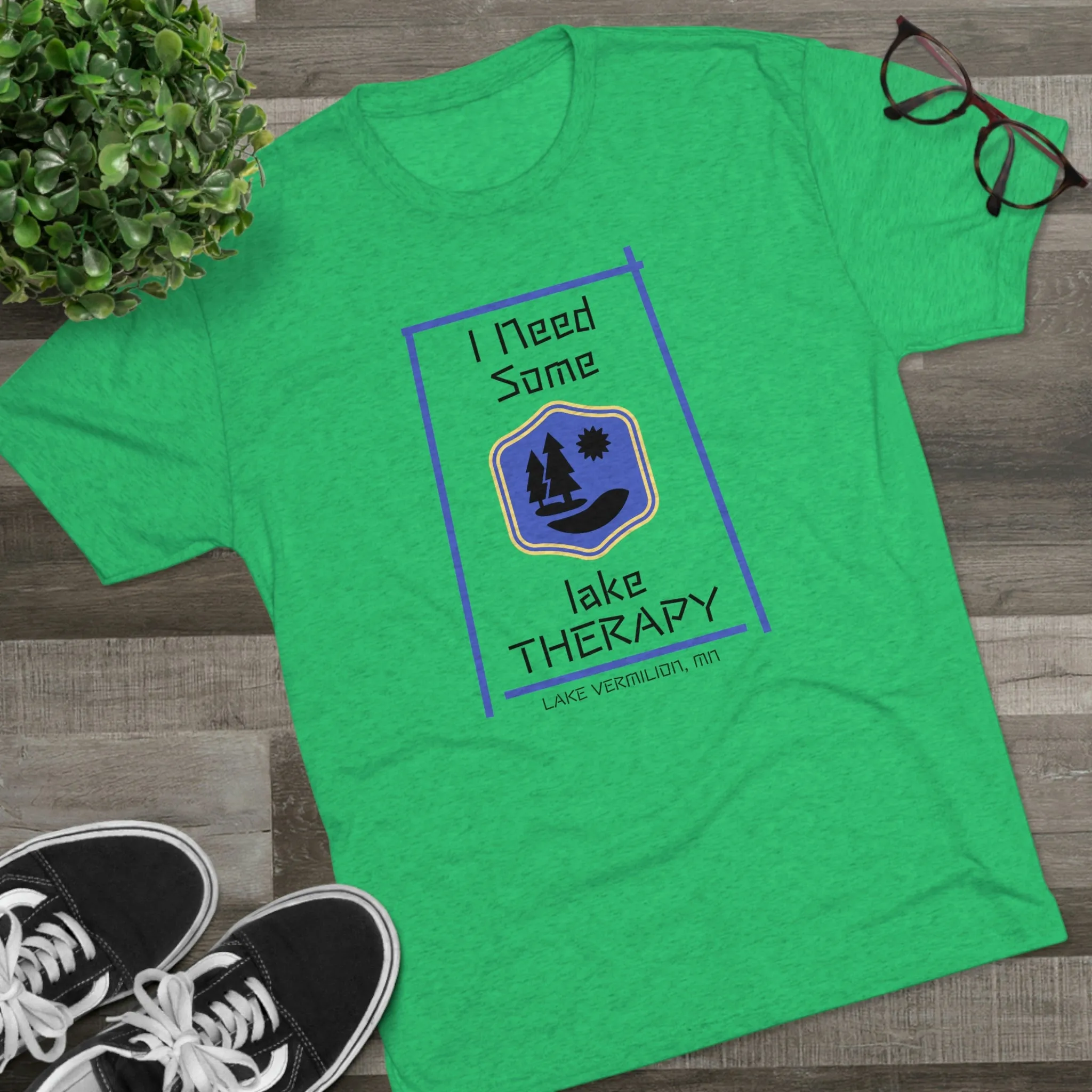 Lake Therapy - Blue Accents - Lake Vermilion - Unisex Tri-Blend Crew Tee