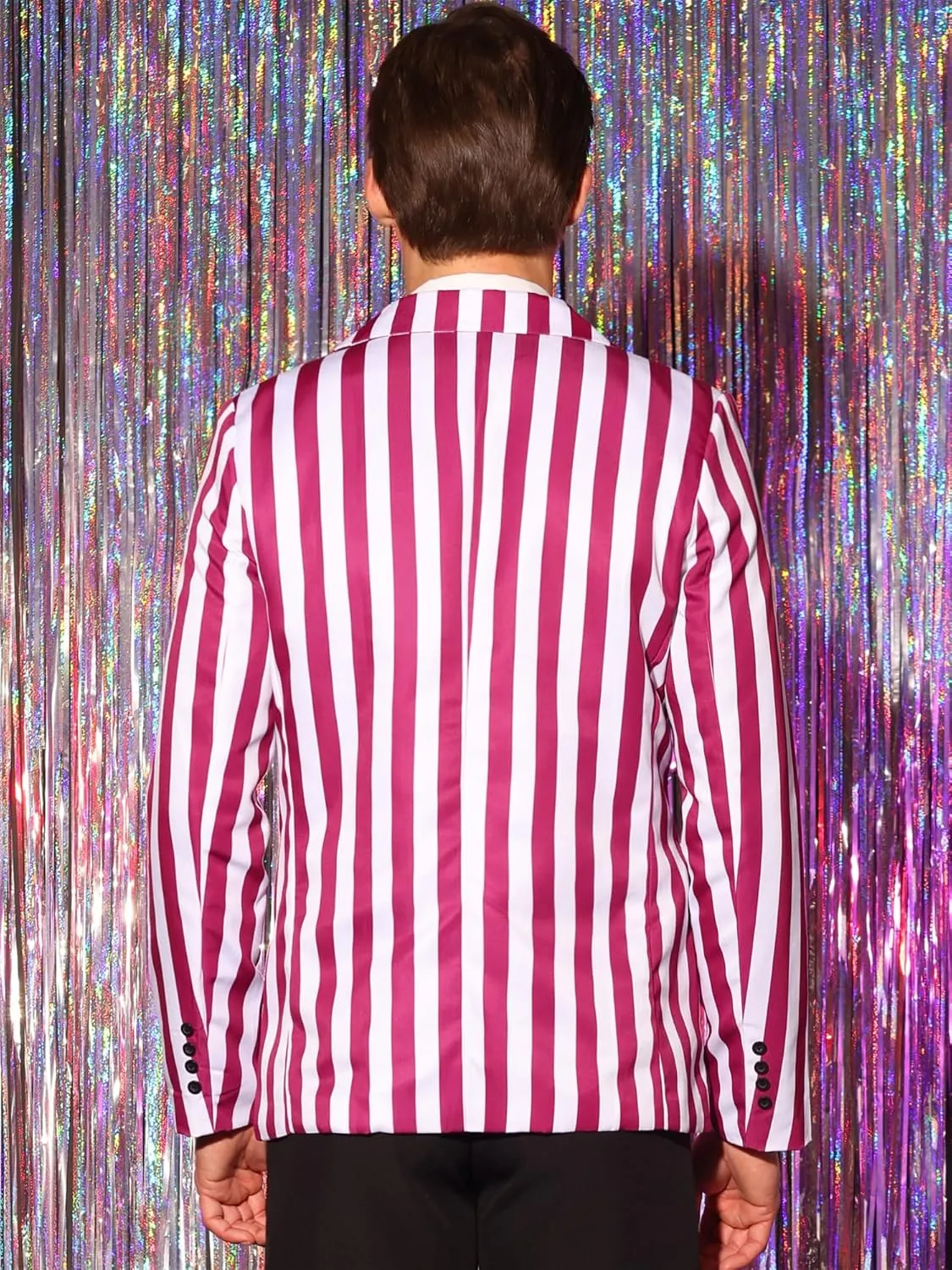 Lars Amadeus Striped Blazers for Men's One Button Business Stripes Patterned Sports Coats