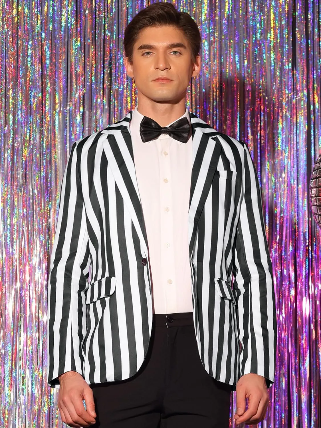 Lars Amadeus Striped Blazers for Men's One Button Business Stripes Patterned Sports Coats