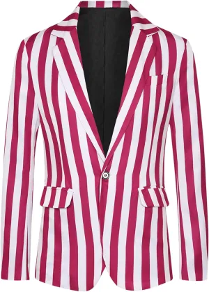 Lars Amadeus Striped Blazers for Men's One Button Business Stripes Patterned Sports Coats