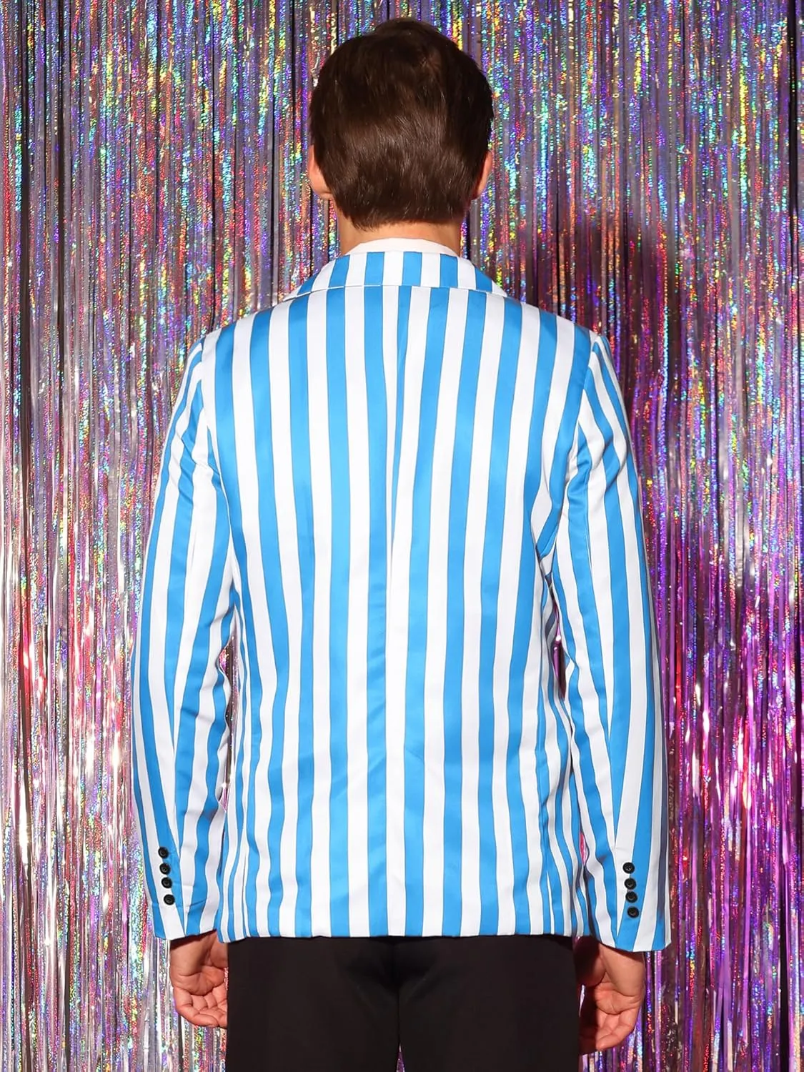 Lars Amadeus Striped Blazers for Men's One Button Business Stripes Patterned Sports Coats