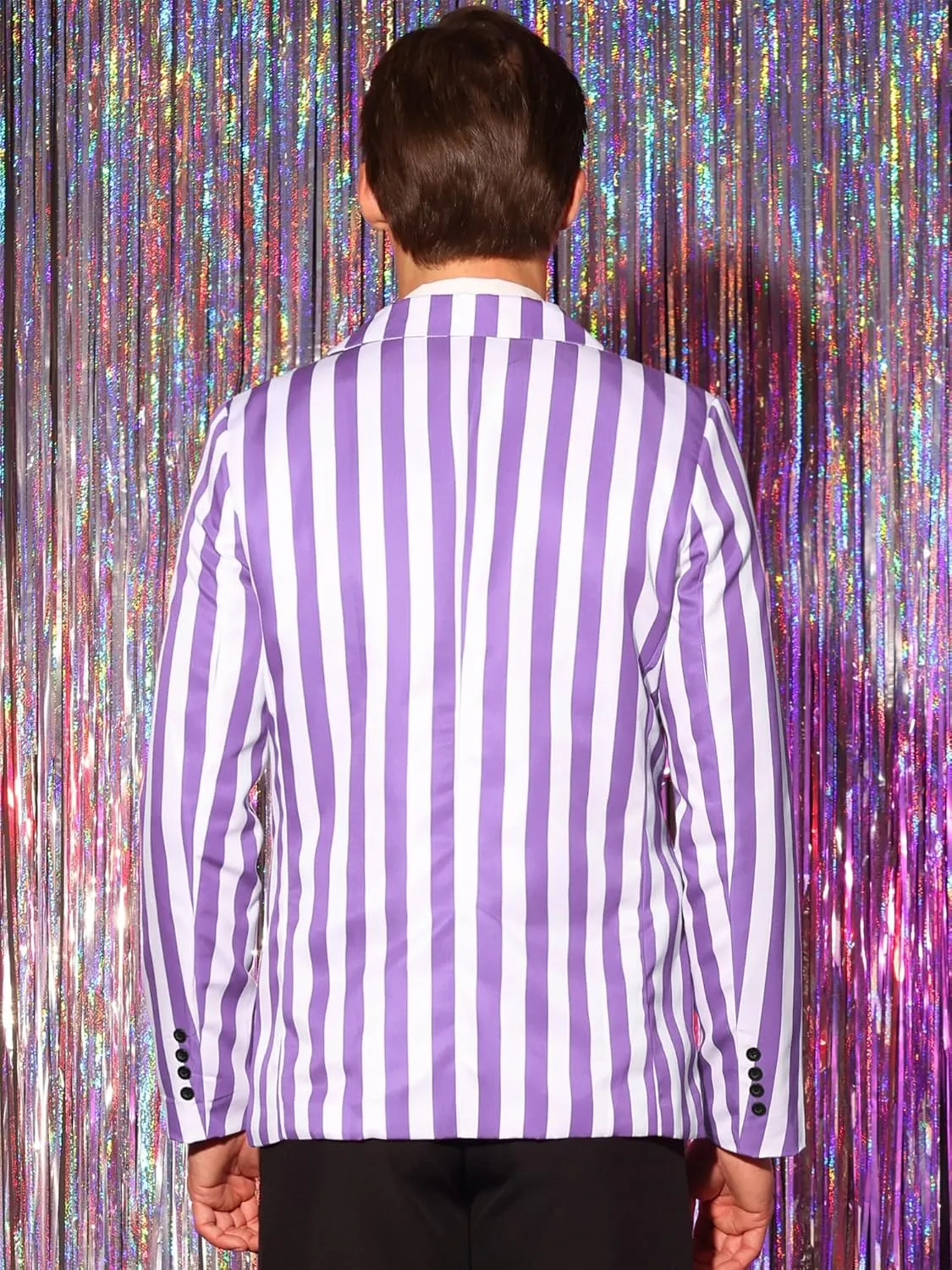 Lars Amadeus Striped Blazers for Men's One Button Business Stripes Patterned Sports Coats
