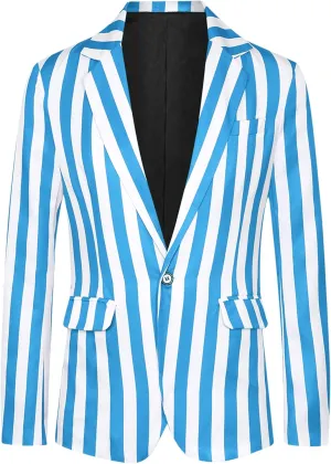 Lars Amadeus Striped Blazers for Men's One Button Business Stripes Patterned Sports Coats