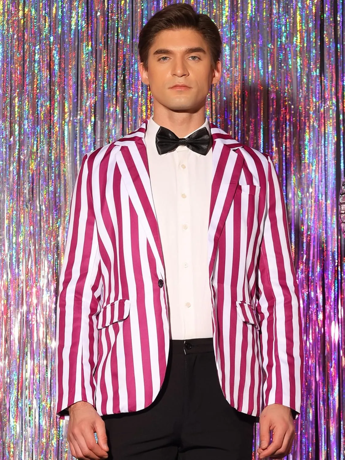 Lars Amadeus Striped Blazers for Men's One Button Business Stripes Patterned Sports Coats