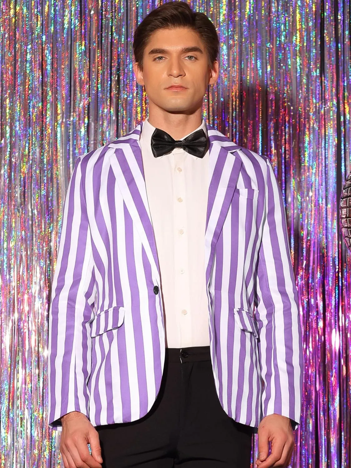 Lars Amadeus Striped Blazers for Men's One Button Business Stripes Patterned Sports Coats