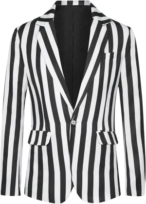 Lars Amadeus Striped Blazers for Men's One Button Business Stripes Patterned Sports Coats