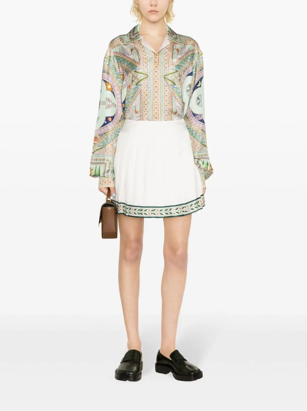 Laurel pleated silk miniskirt