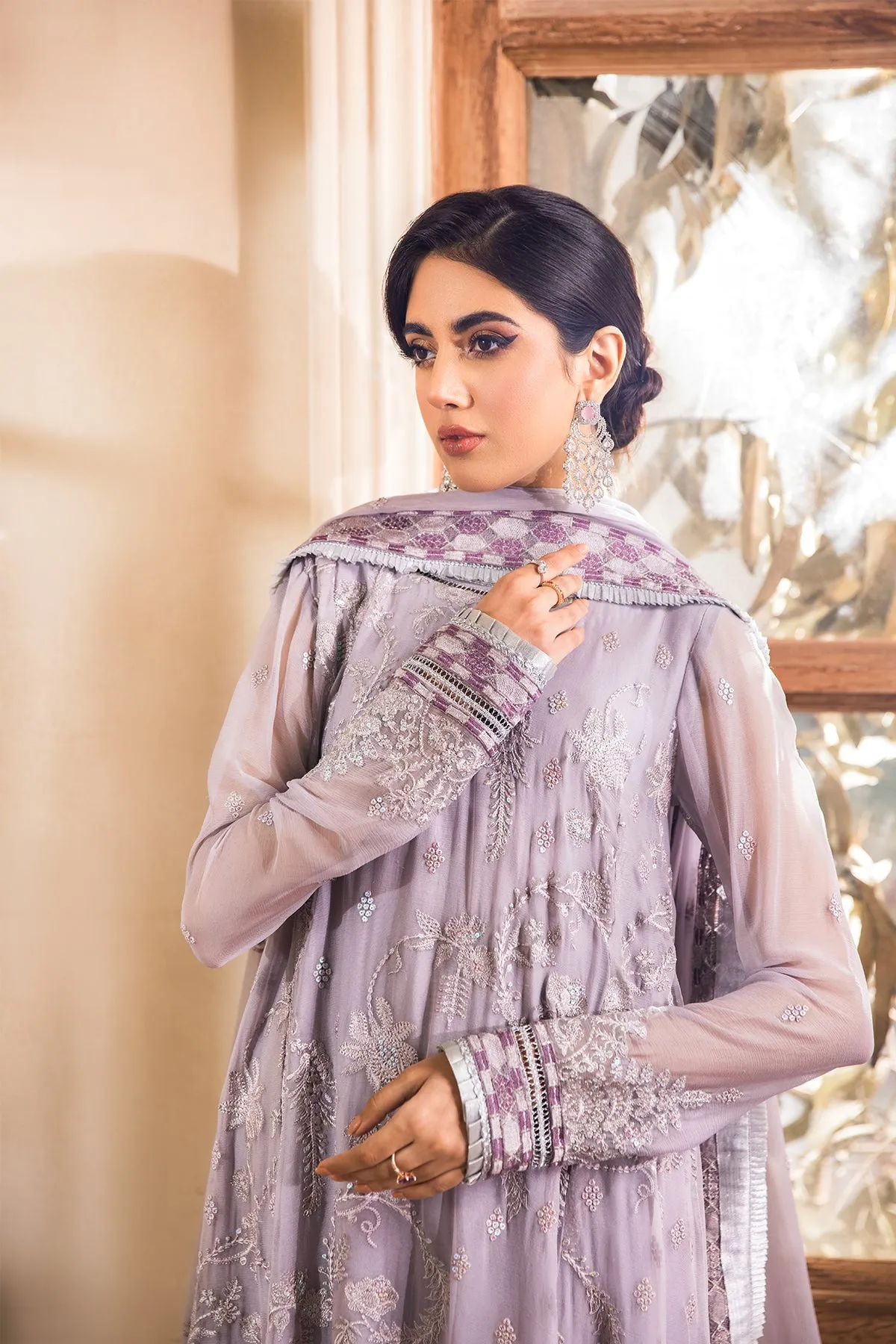 Lavender Pakistani Dress with Fine Embroidery #PF438