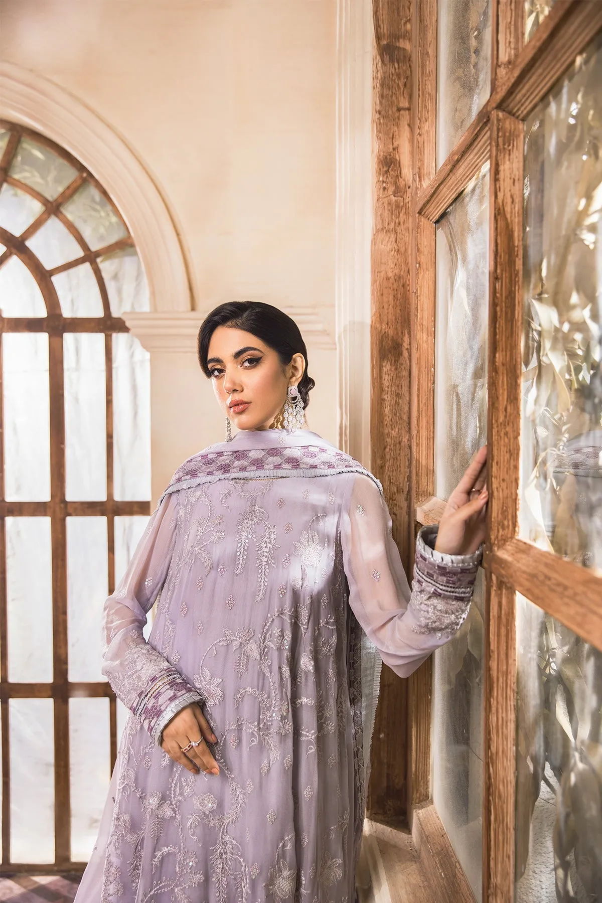 Lavender Pakistani Dress with Fine Embroidery #PF438