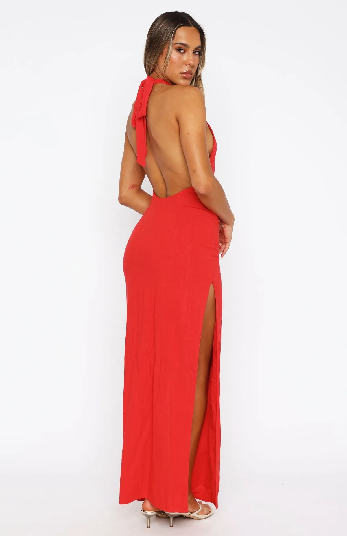 Durable Reinforced Elbows Sun Kissed Glow Maxi Dress Red