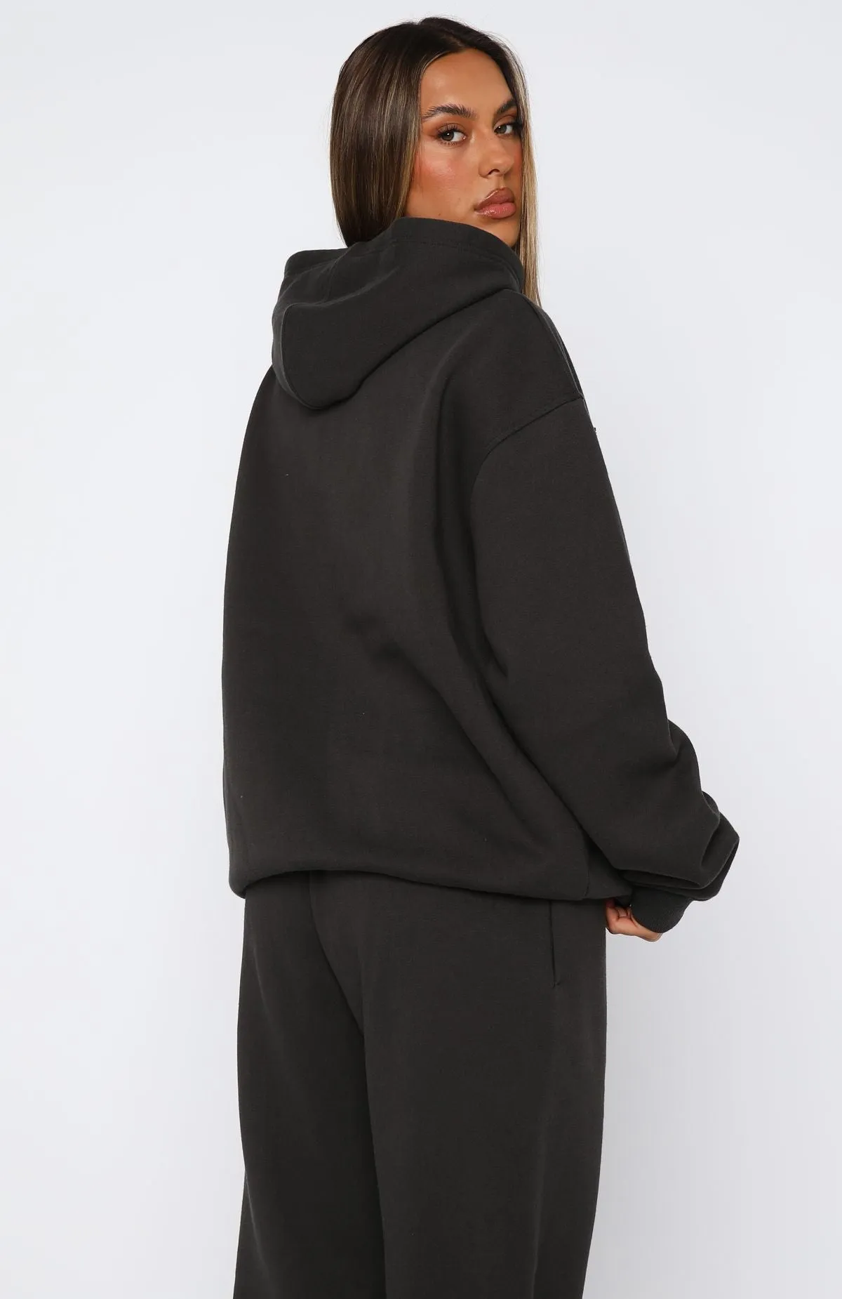 From The Archives Lexi Oversized Hoodie Charcoal Office Casual Look MultiPly Yarn Construction