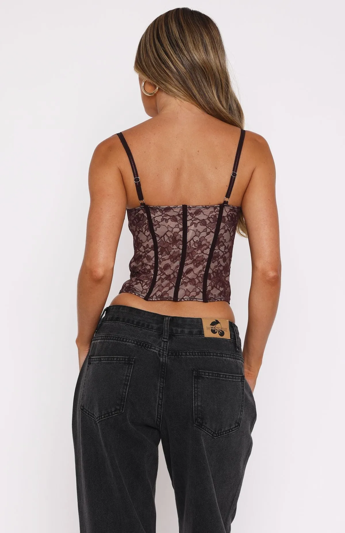 WrinkleFree Fabric Raise A Glass Lace Bustier Burgundy