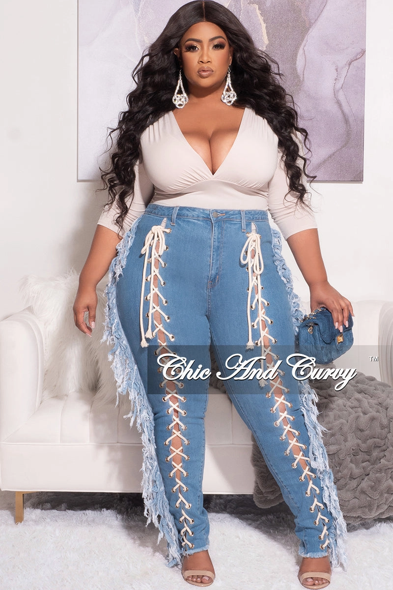 SecureClosures Final Sale Plus Size Deep V Top with Ruched Sides in Tan Taupe