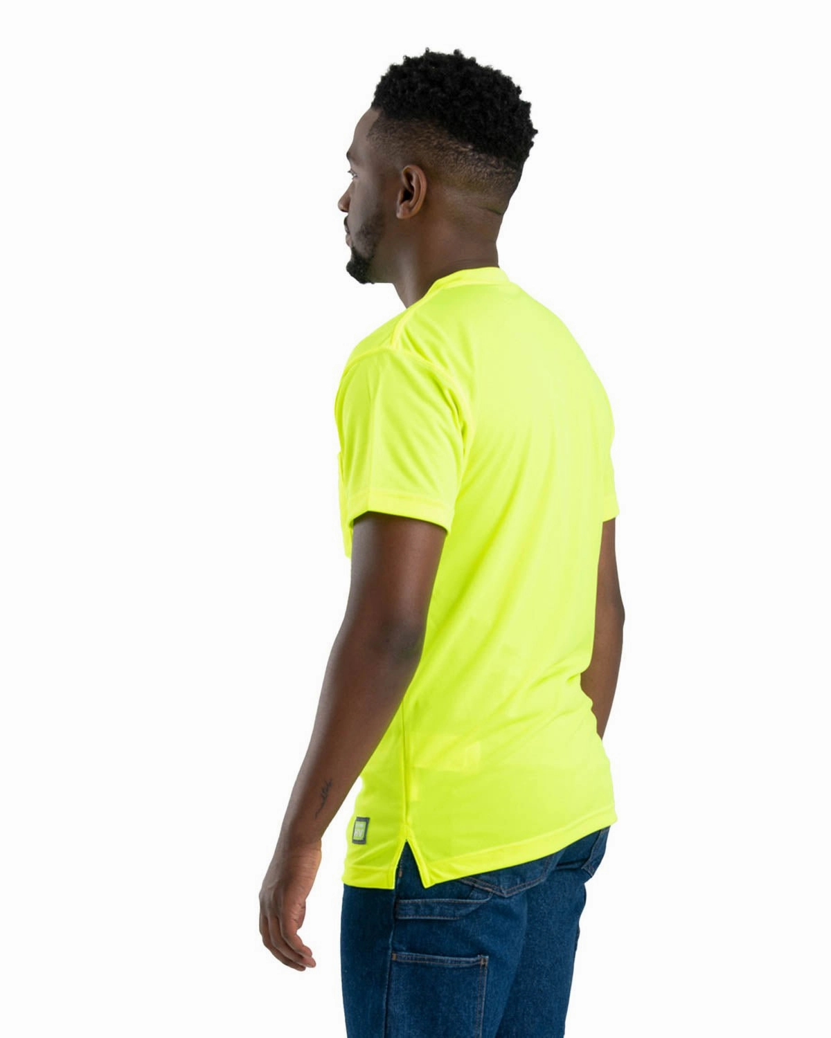 Berne Mens Yellow Polyester Enhanced Visibility S/S Tee S/S Errand Ready Eco Friendly Material