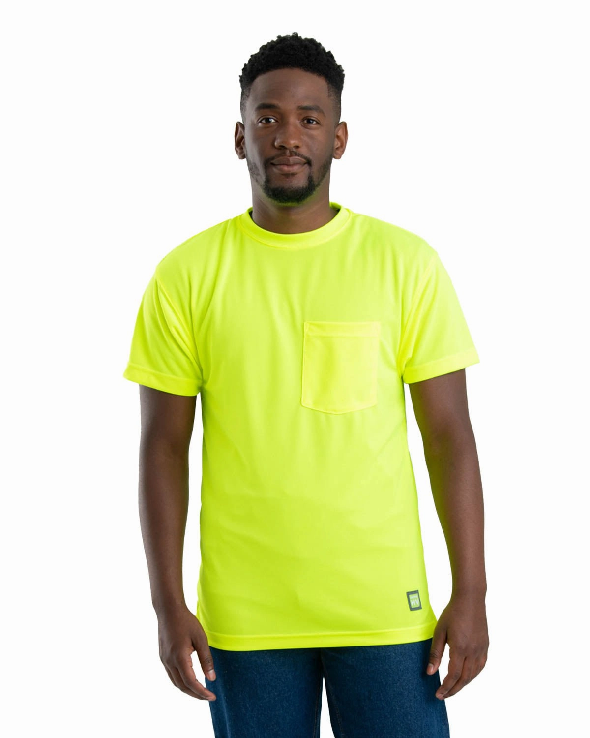 Berne Mens Yellow Polyester Enhanced Visibility S/S Tee S/S Plus Size Fit