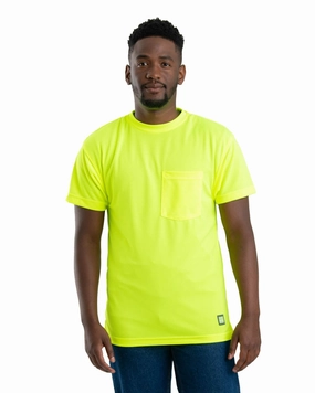 Berne Mens Yellow Polyester Enhanced Visibility S/S Tee S/S Plus Size Fit