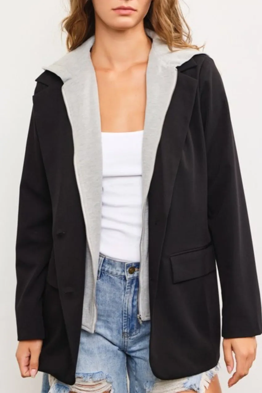 Layton Layered Zip Up Hoodie Blazer