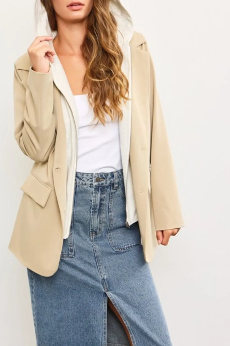 Layton Layered Zip Up Hoodie Blazer