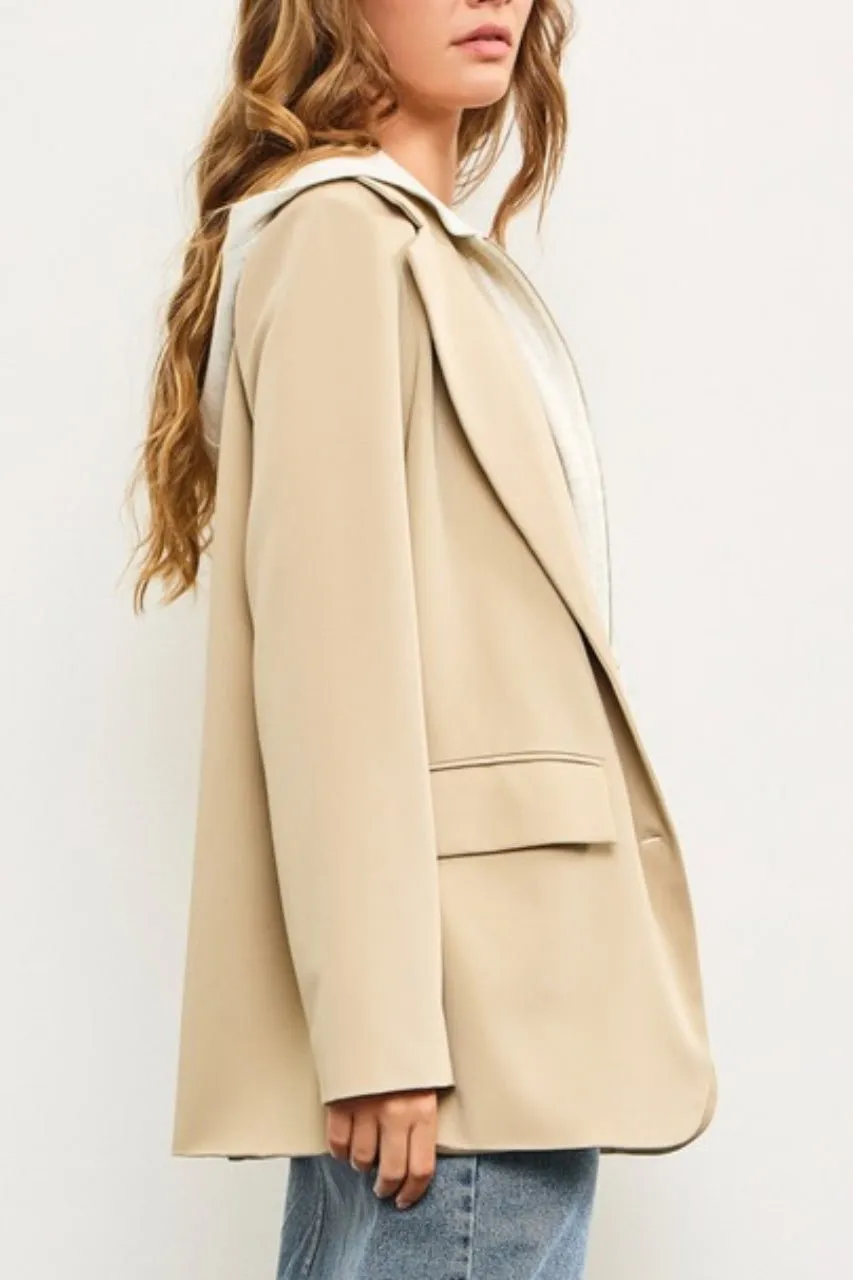 Layton Layered Zip Up Hoodie Blazer