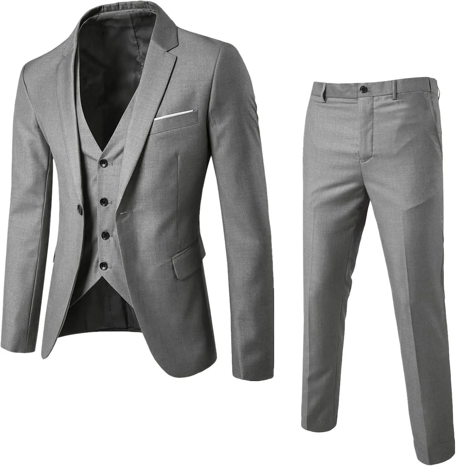 LCMTWX Mens Suit Slim 3 Suit Business Wedding Party Jacket Vest & Pants Men'S Suit Jackets Mens Linen Suit Mens Black Mens