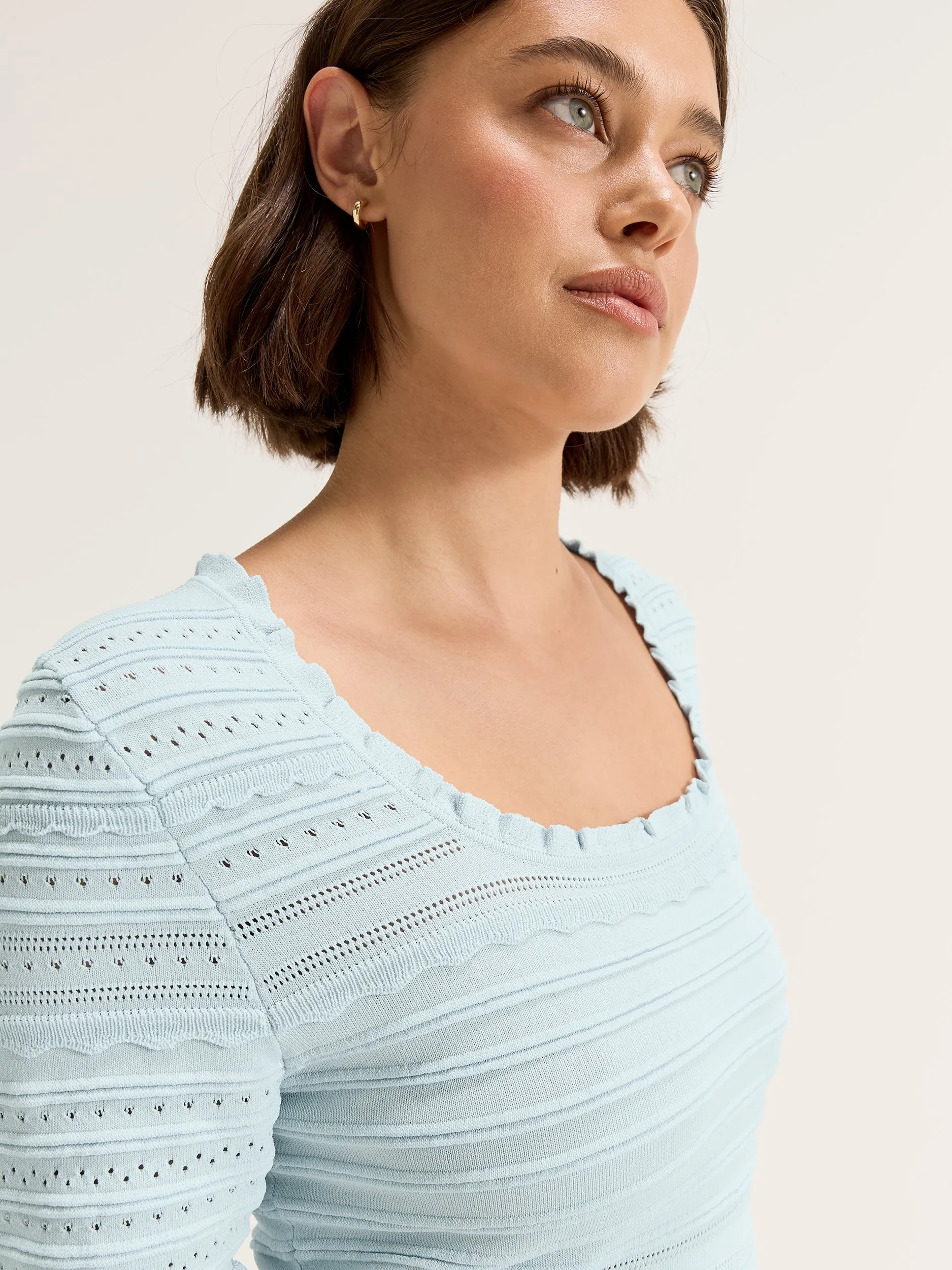 Le Jardin Knit Top Active Look Minimalist Collar