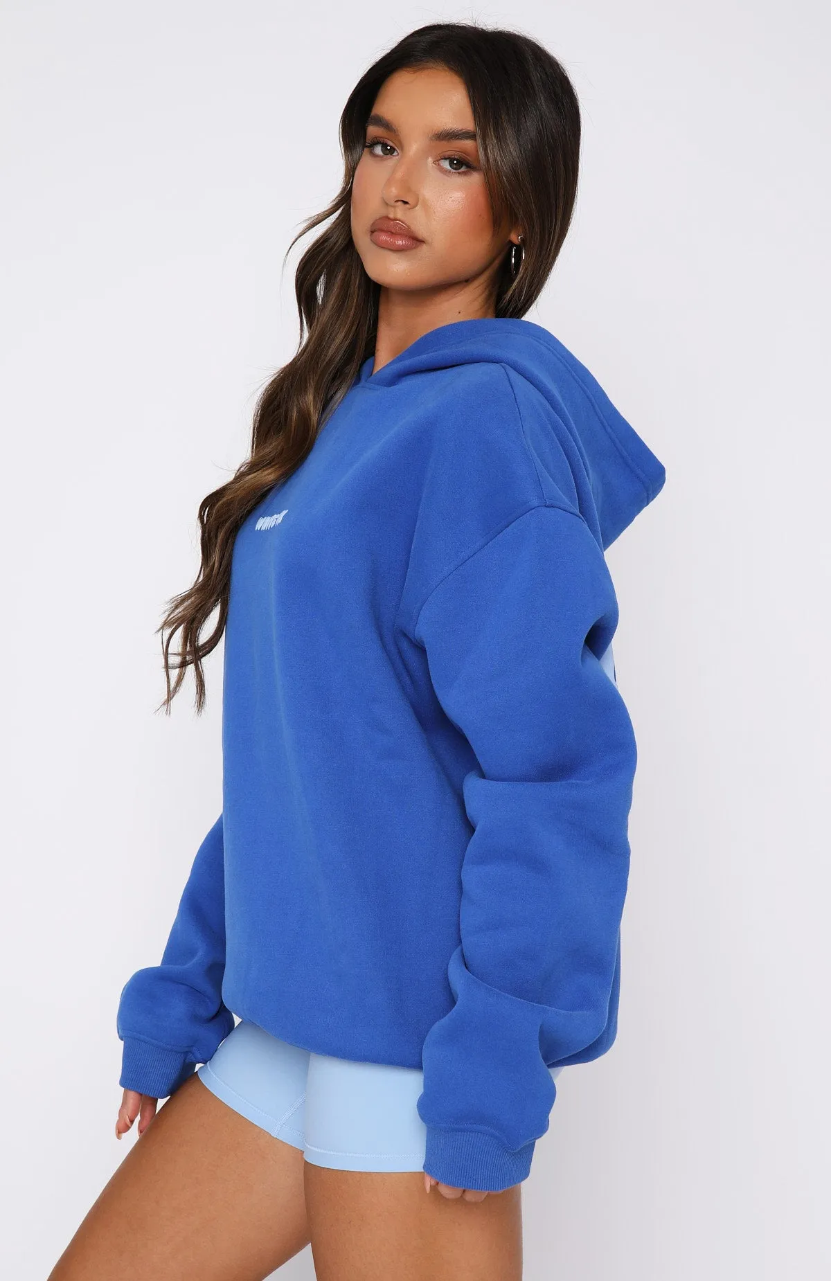 Leisure Series Oversized Hoodie Cobalt Crisp Texture Ribbed Trim