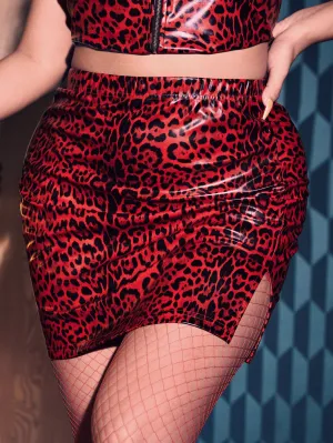 Leopard Split Mini Plus Size Skirt