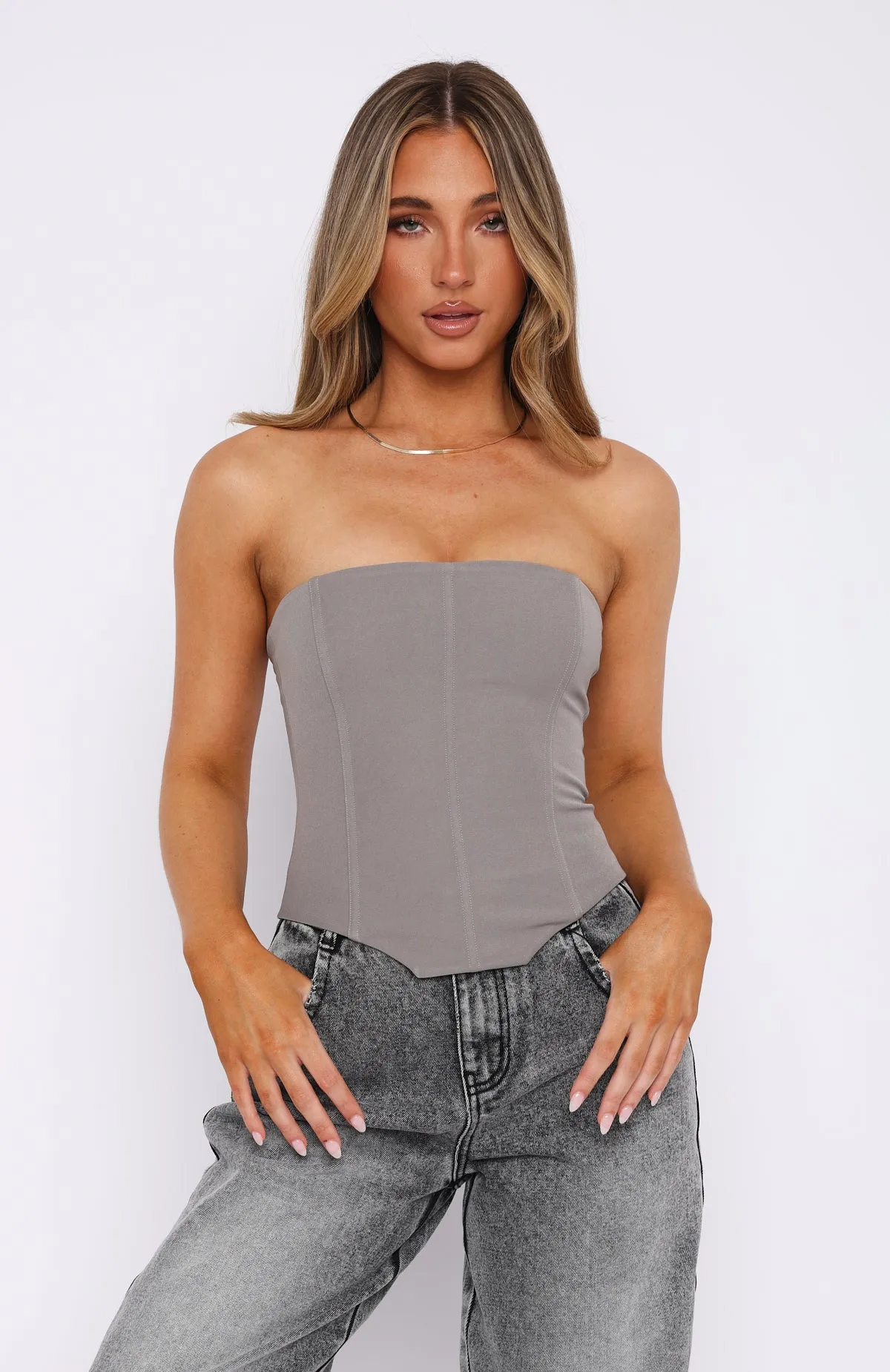 Let It Go Strapless Bustier Slate LowImpact Manufacturing