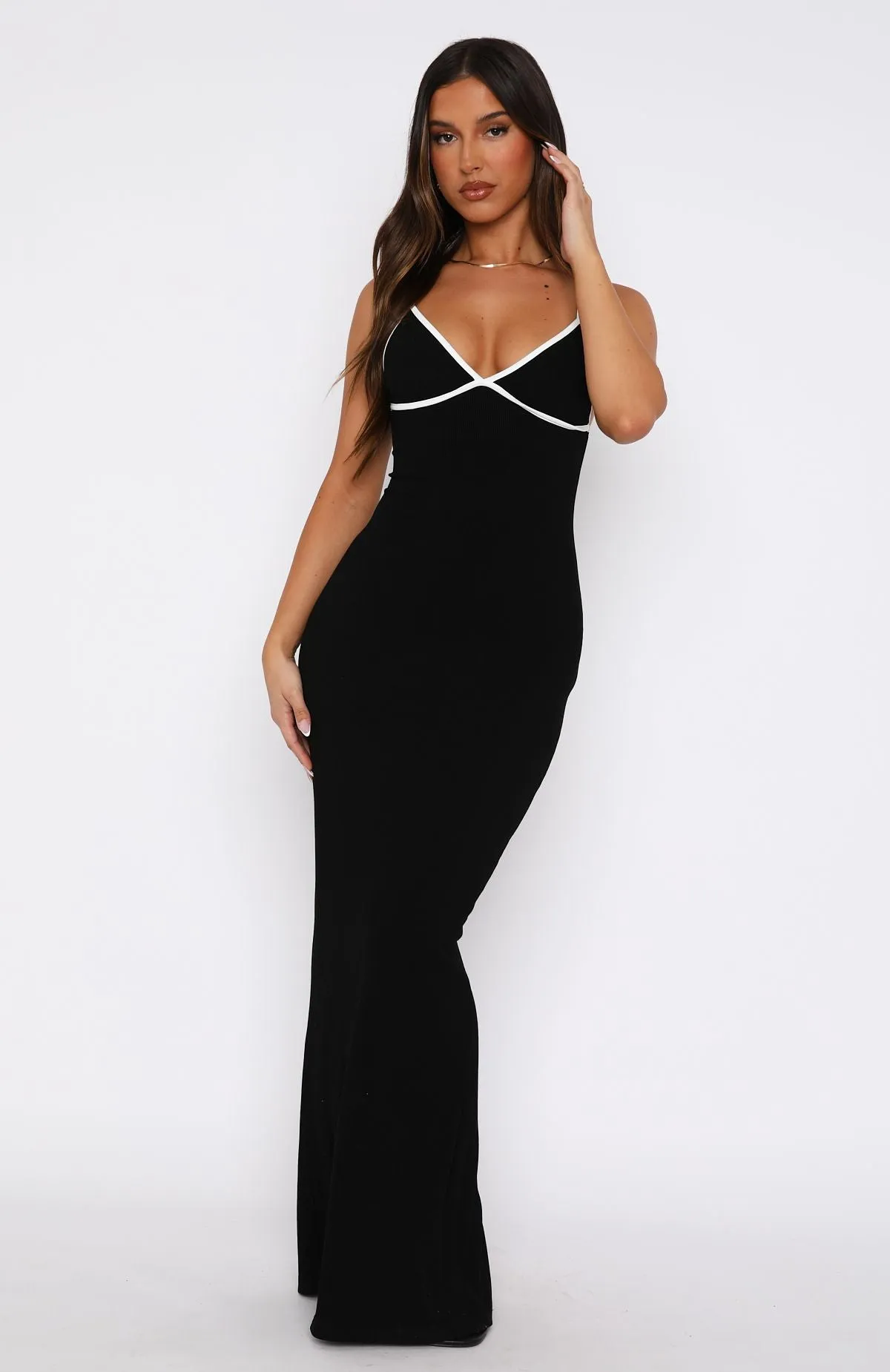 Life Like Mine Ribbed Maxi Dress Black Durable Stitching