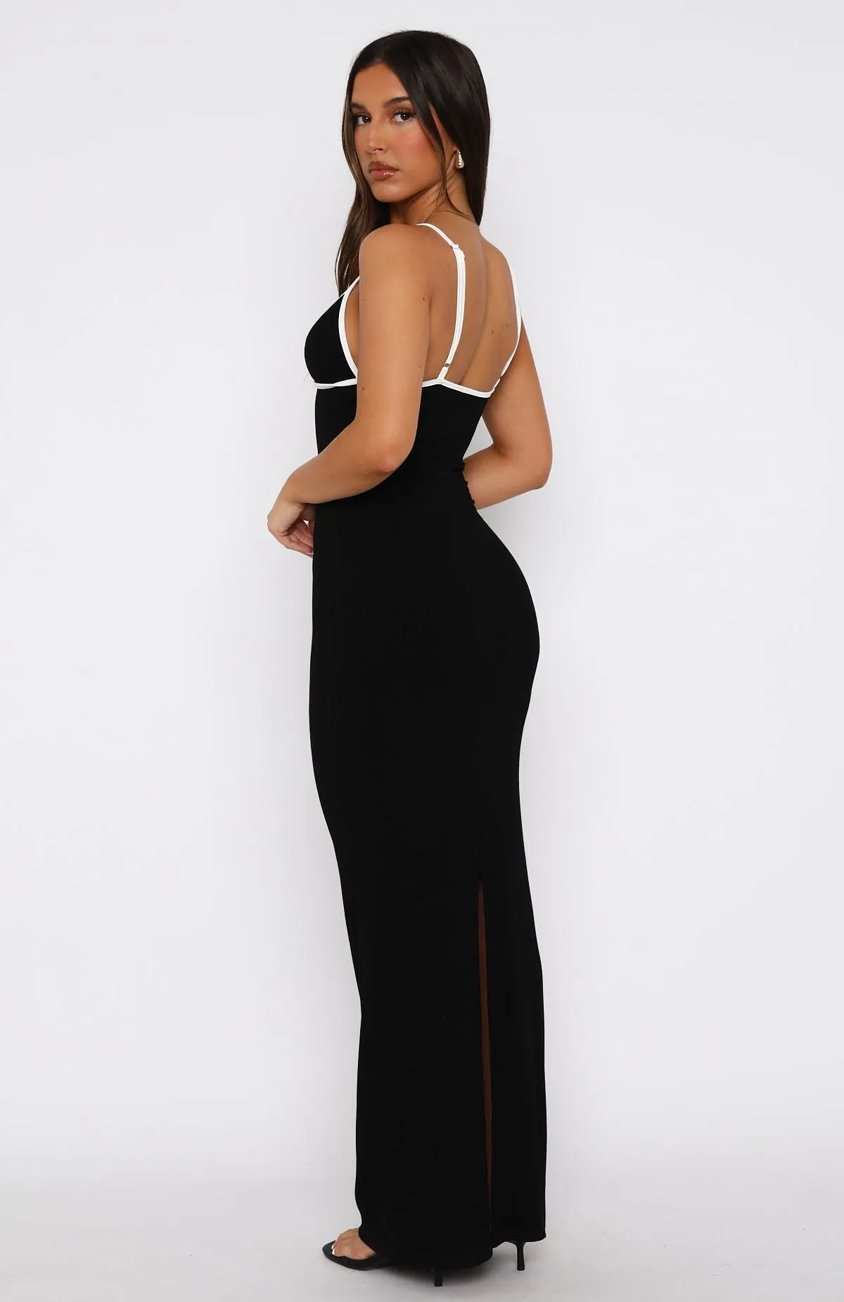WaterResistant Life Like Mine Ribbed Maxi Dress Black