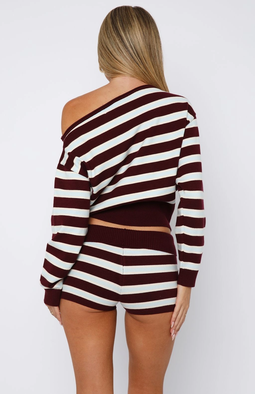 Active Layer Fit Slim Stretch Everything To Everybody Booty Shorts Burgundy Stripe