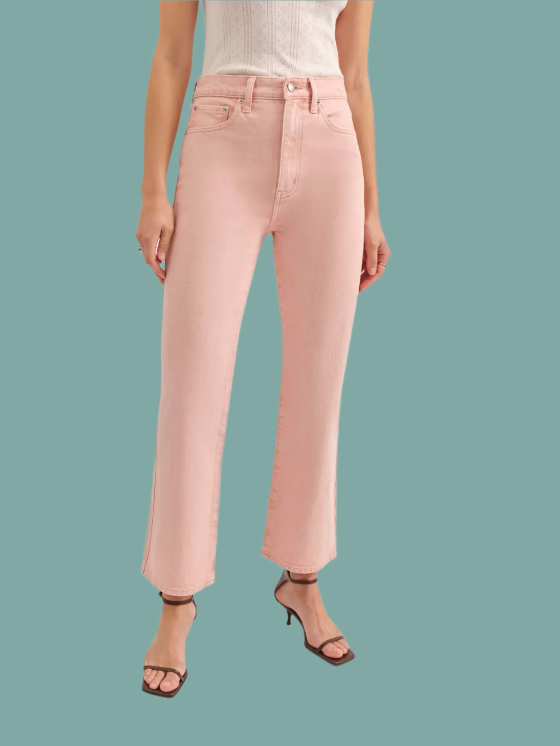 Soho High Rise Ankle Flare - Rosewater Sustainable Material Blend