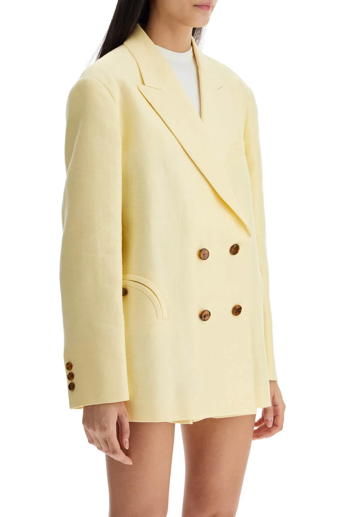 light yellow linen oversized blazer BZCHB01 CLA BUTTER
