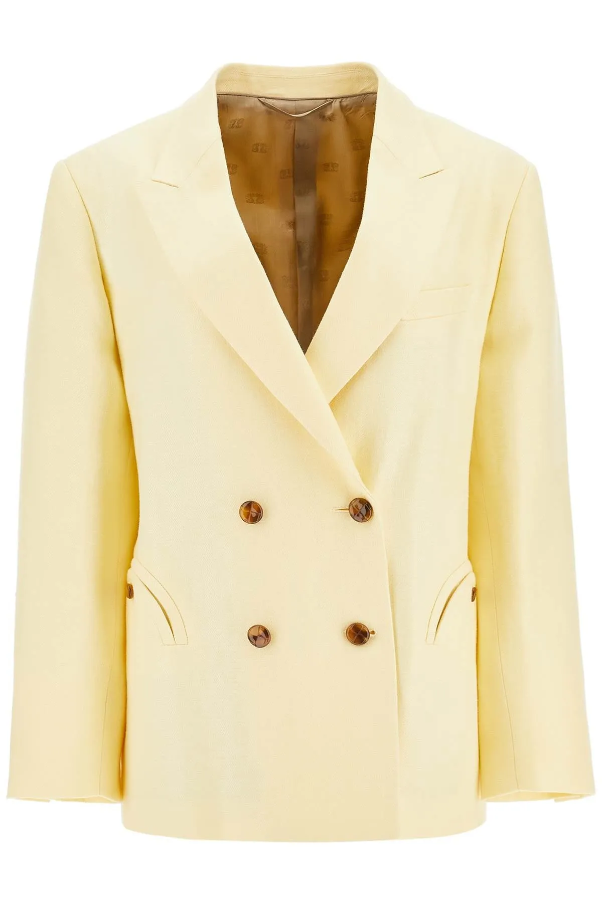 light yellow linen oversized blazer BZCHB01 CLA BUTTER