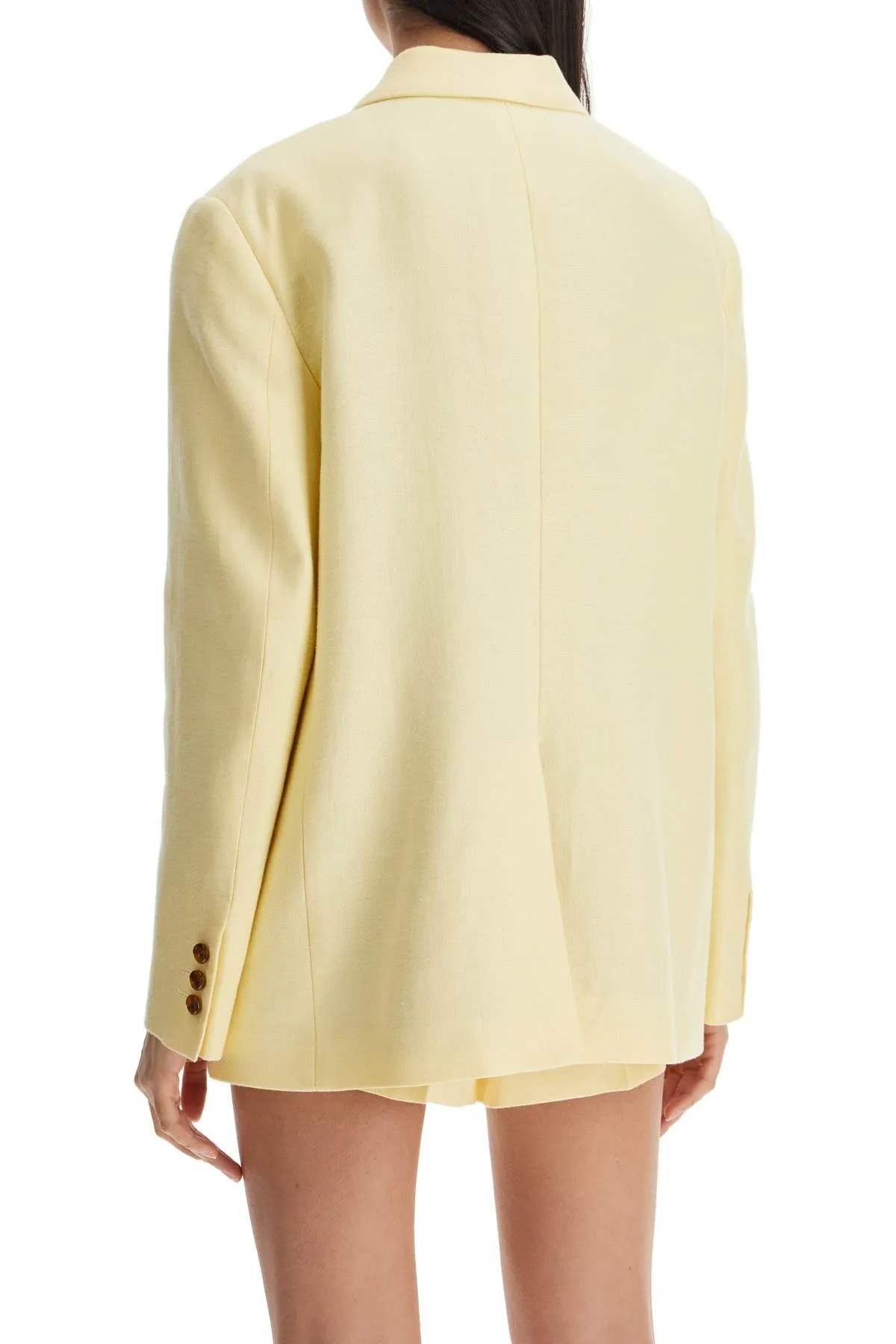 light yellow linen oversized blazer BZCHB01 CLA BUTTER
