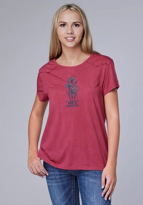 Stretch Fit Technology Unisex Option Roper Womens What In Carnation Plum Poly/Rayon S/S T-Shirt