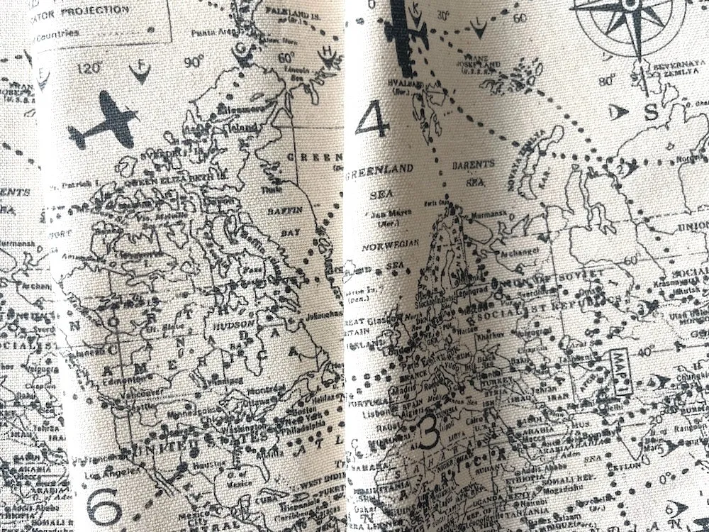 Lighter-Weight Aviators & Cartographers World Map Cotton Canvas (Made in USA)