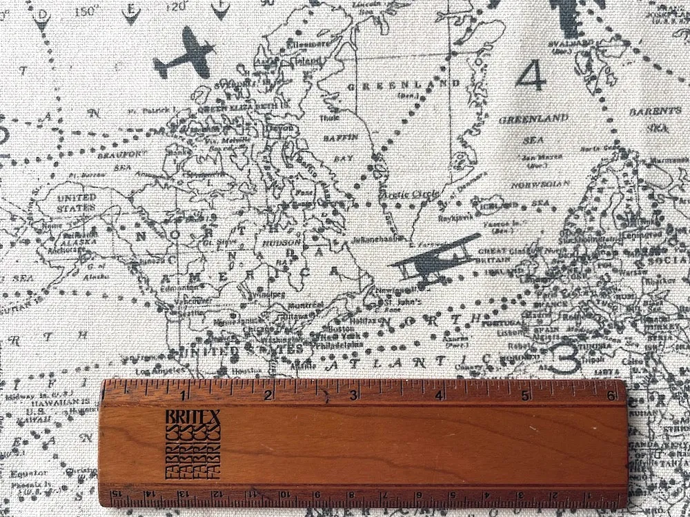 Lighter-Weight Aviators & Cartographers World Map Cotton Canvas (Made in USA)