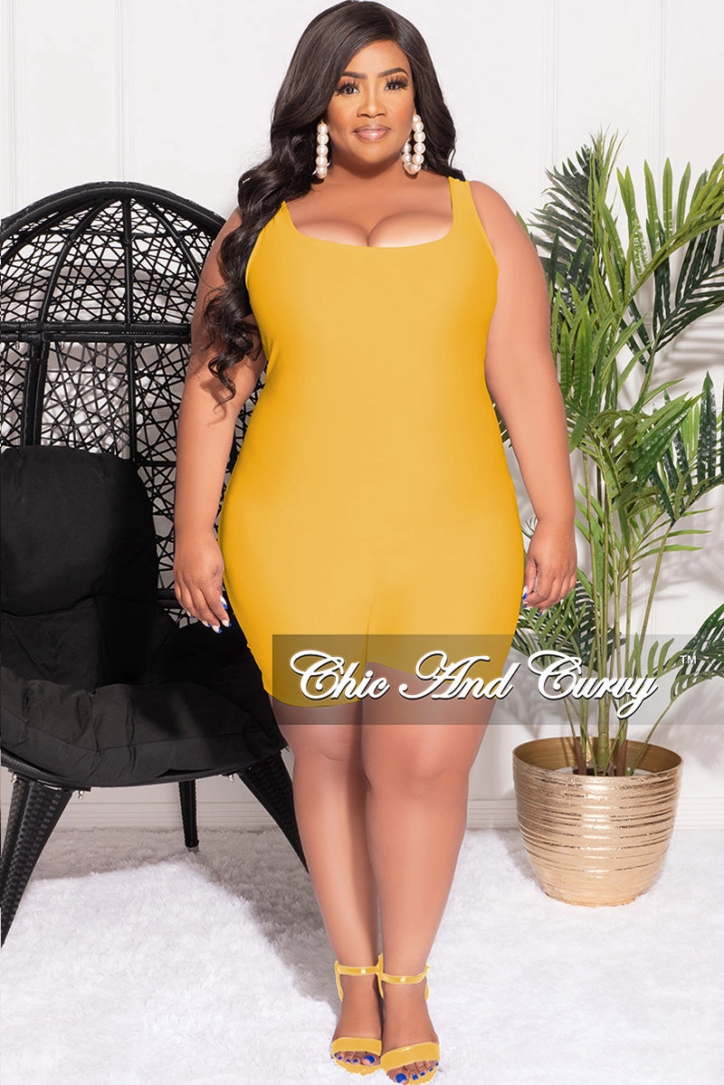 Button front Core Movement Final Sale Plus Size Sleeveless Romper Golden Yellow