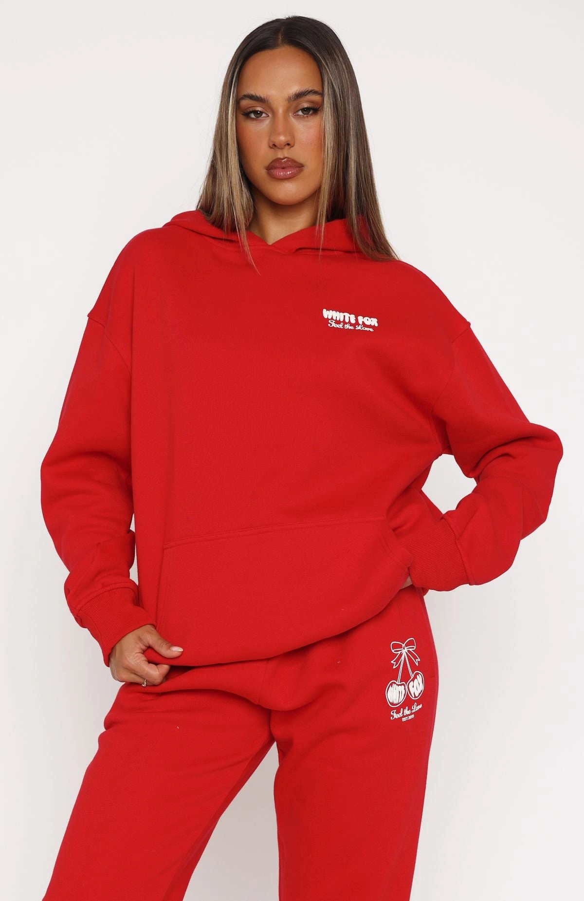 Love Of My Life Oversized Hoodie Red Recycled Polyester Blend
