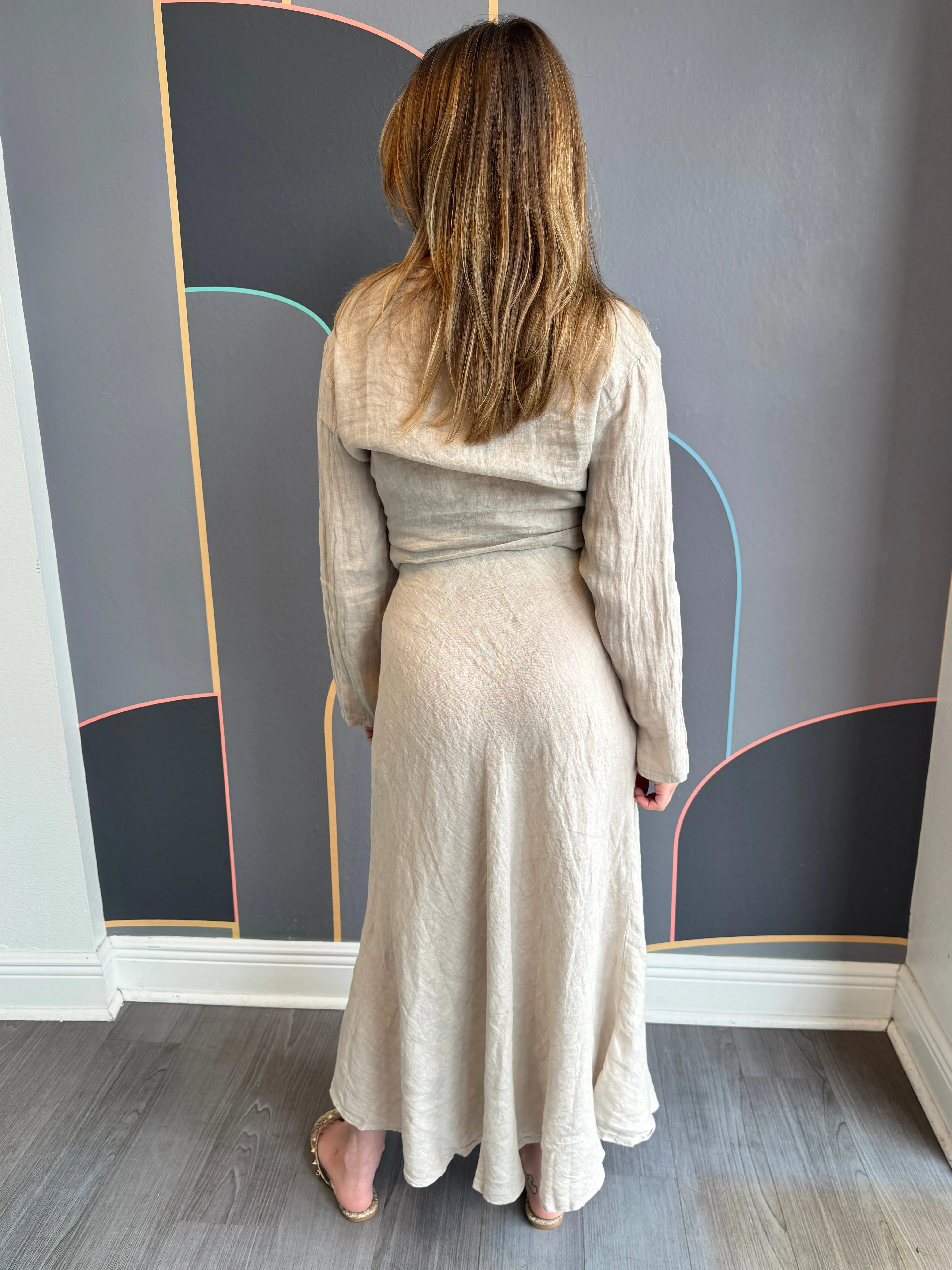 Lilah Linen Tie Top SeamlessDesign ContrastPlacket