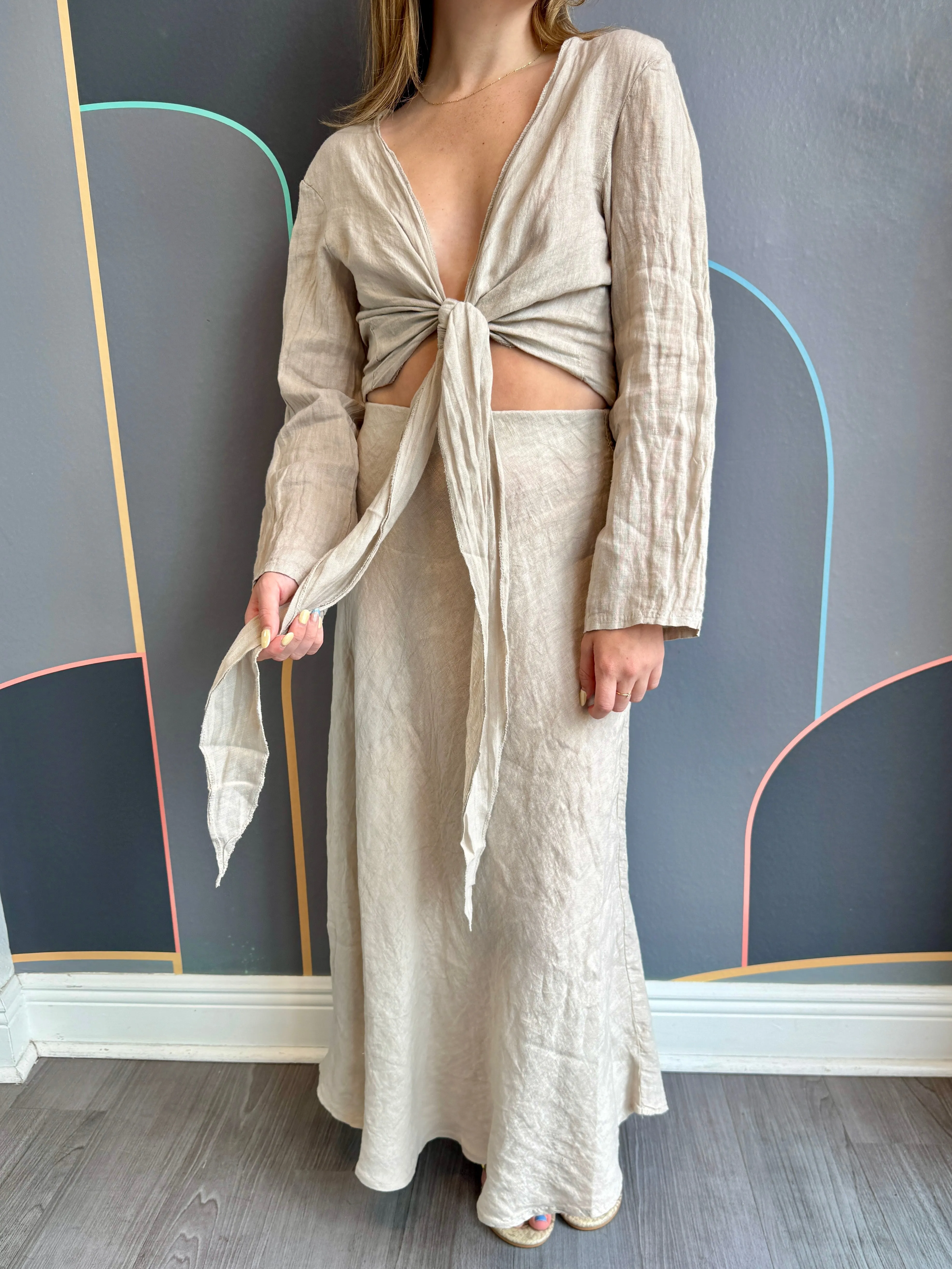 Casual Style Built In Odor Control Lilah Linen Tie Top