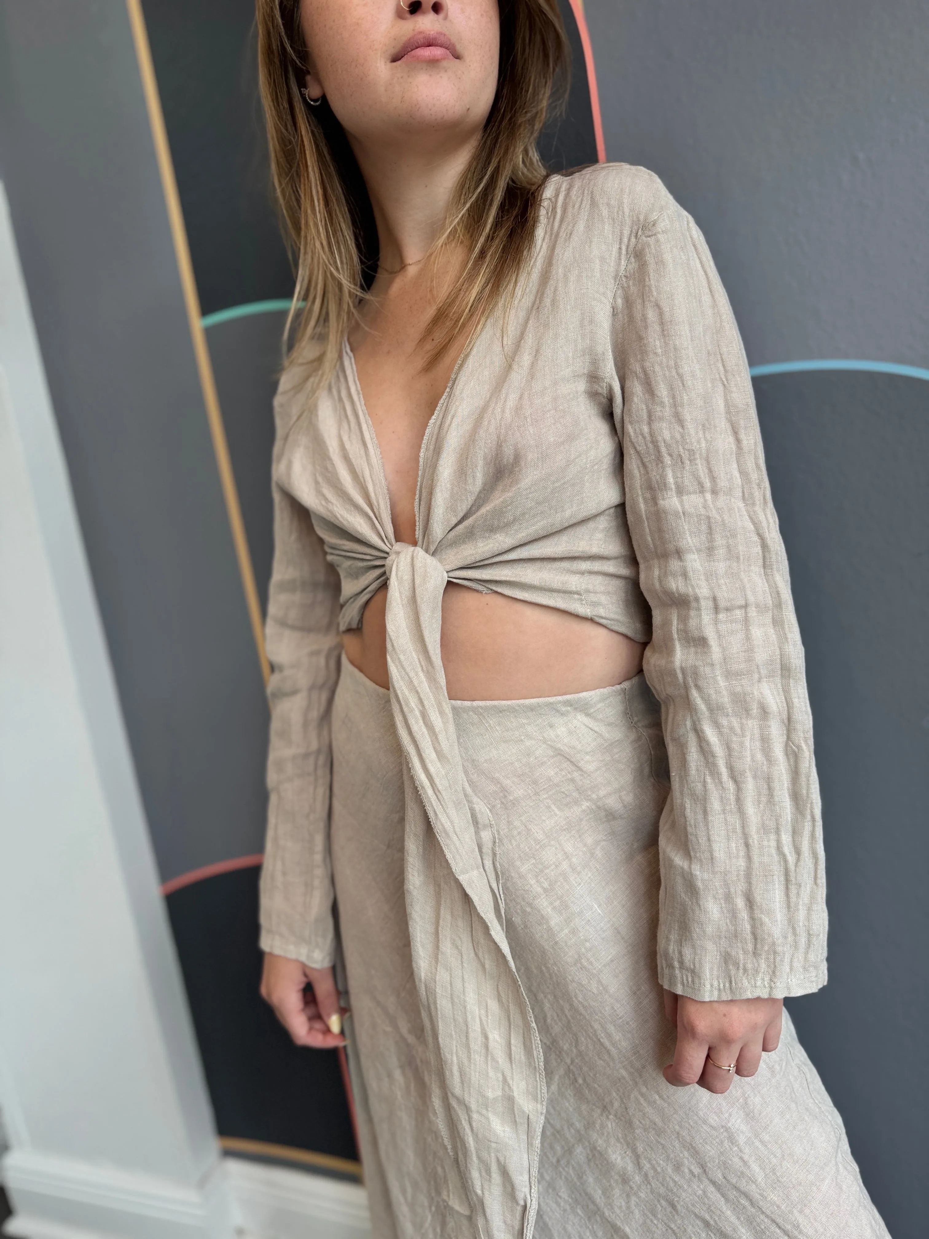 Lilah Linen Tie Top HypoallergenicConstruction Fashionable Look