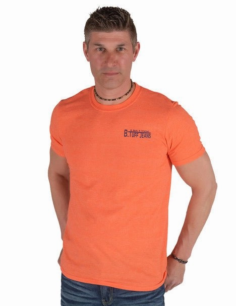All-day Comfort B Tuff Mens Left Chest Logo Orange Cotton Blend S/S T-Shirt