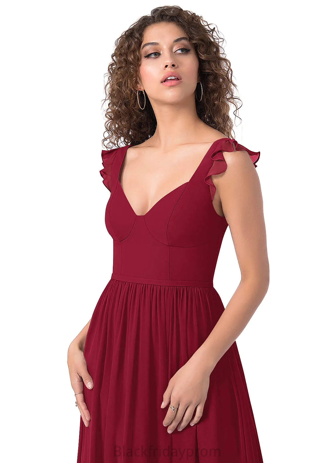 Lindsay Natural Waist Satin Floor Length V-Neck Sheath/Column Sleeveless Bridesmaid Dresses