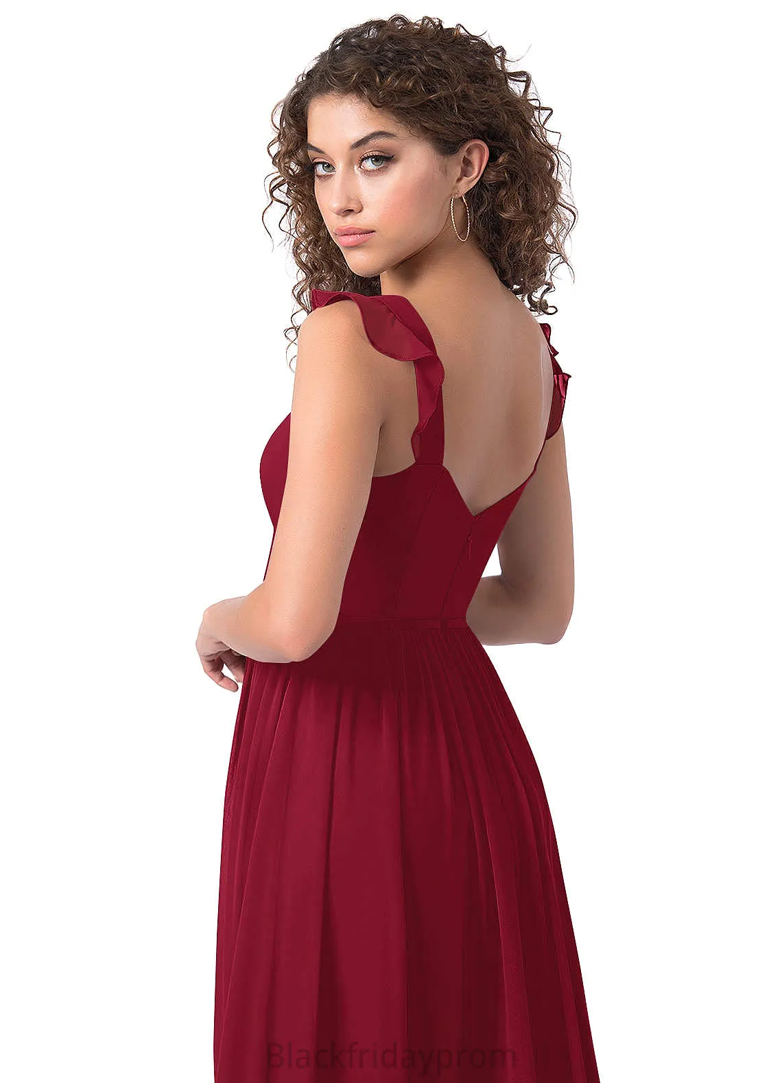 Lindsay Natural Waist Satin Floor Length V-Neck Sheath/Column Sleeveless Bridesmaid Dresses