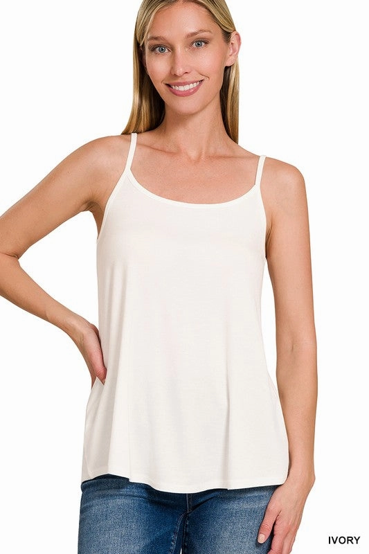 AntiPilling Technology LINDSEY TWO-WAY V AND SCOOP NECK REVERSIBLE SPAGHETTI CAMI