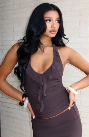 Coordinated Set Crisp Fit Let It Breathe Halter Top Espresso