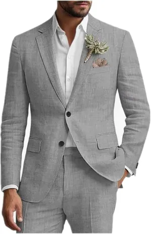 Linen Mens Suits Summer Beach Wedding Mens Tuxedo Grooms